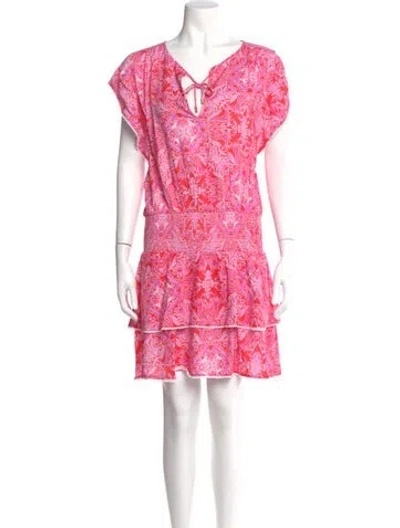 Pre-owned Melissa Odabash Floral Print Mini Dress In Pink