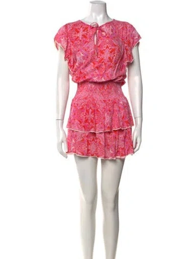 Pre-owned Melissa Odabash Floral Print Mini Dress In Pink/red