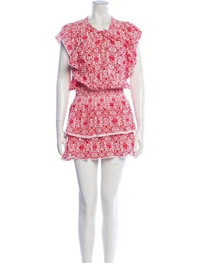 Pre-owned Melissa Odabash Floral Print Mini Dress In Red
