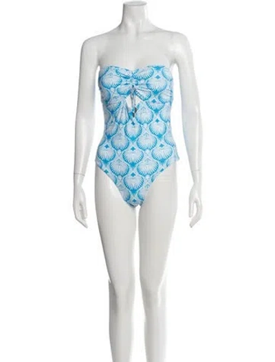 Pre-owned Melissa Odabash Floral Print One-piece In Blue