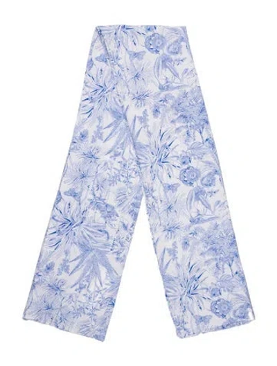 Pre-owned Melissa Odabash Floral Print Scarf In Blue