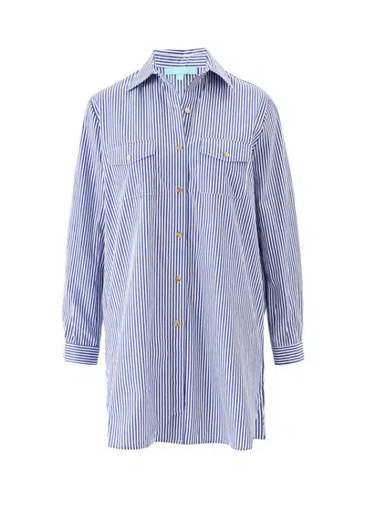 Melissa Odabash Francesca Top Navy Stripe In Blue