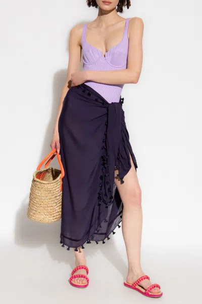 Melissa Odabash Fringed Pareo In Navy Blue