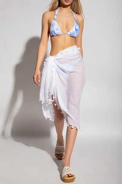 Melissa Odabash Women's Tasseled Sheer Pareo In White