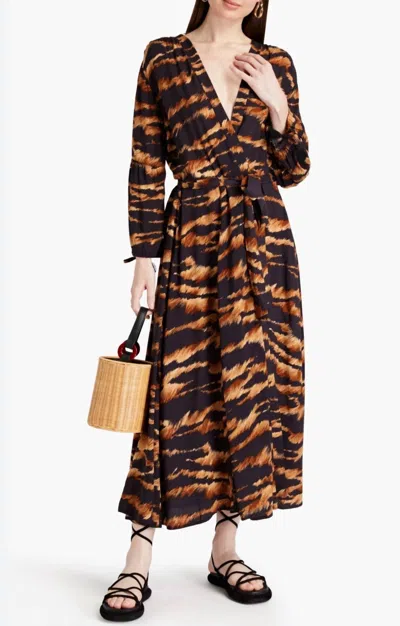 Melissa Odabash Gabby Maxi Kaftan Dress In Tiger Print In Multi