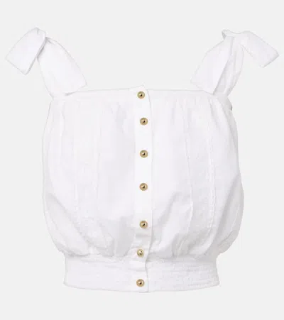 Melissa Odabash Giulia Lace-trimmed Cotton Top
