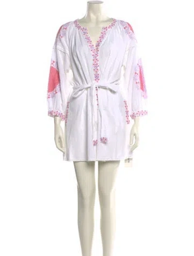 Pre-owned Melissa Odabash Graphic Print Mini Dress In White