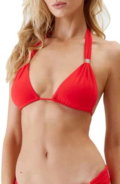 Melissa Odabash Grenada Embellished Halterneck Triangle Bikini Top In Red