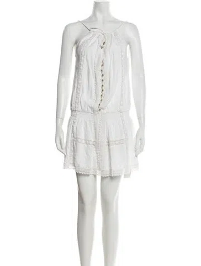 Pre-owned Melissa Odabash Halterneck Mini Dress In Neutrals