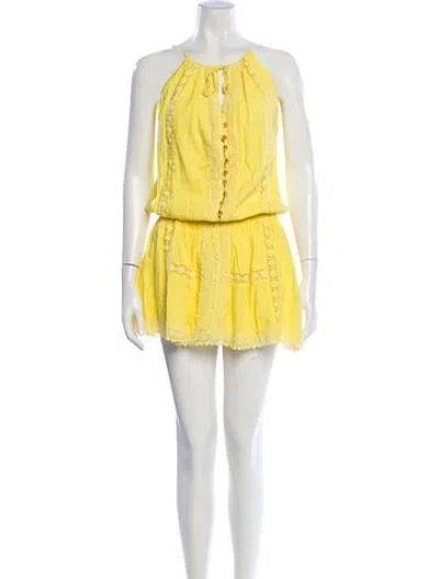 Pre-owned Melissa Odabash Halterneck Mini Dress In Yellow
