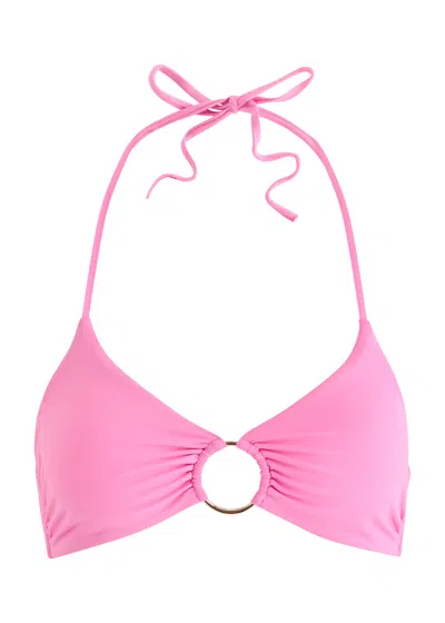 Melissa Odabash Hamburg Ring-embellished Halterneck Bikini Top In Pink