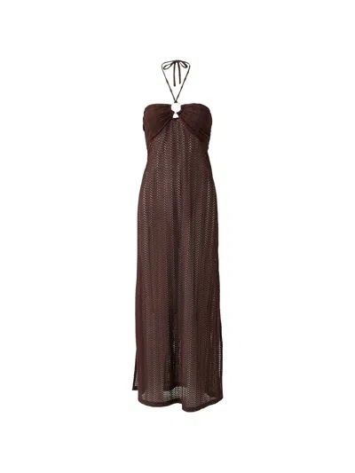 Melissa Odabash Harriet Halterneck Maxi Dress In Brown