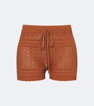 Melissa Odabash Helena Pointelle Cotton Shorts In Orange