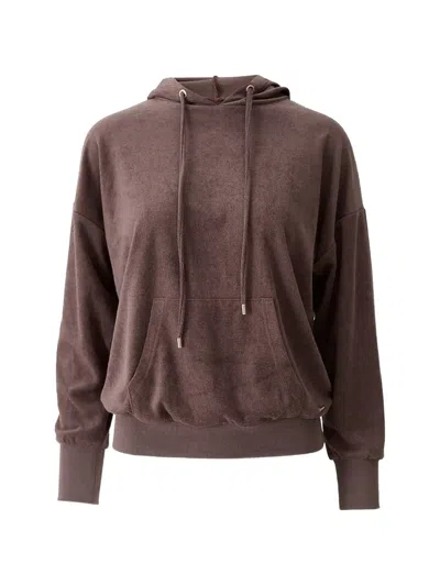 Melissa Odabash Hooded Kangaroo Pocket Sweatshirt In Brown