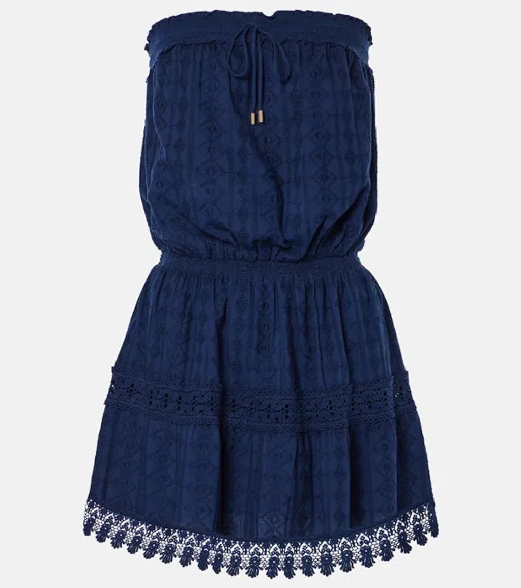 ☆関税込【MELISSA ODABASH】Iris embroidered cotton minidress Melissa Odabash Iris Embroidered Cotton Minidress In Blue