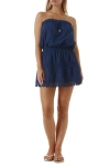 Melissa Odabash Iris Eyelet Strapless Swim Cover Up In Blue