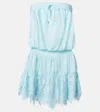 Melissa Odabash Colette Broderie Anglaise Cover-up Minidress In Blue