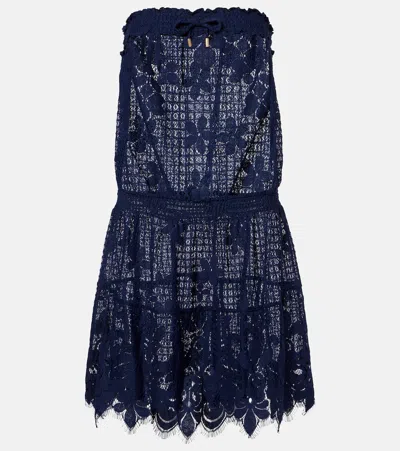 Melissa Odabash Isla Hs Cotton-blend Lace Romper In Blue
