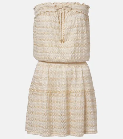 Melissa Odabash Isla Off-shoulder Lame Minidress In Neutral