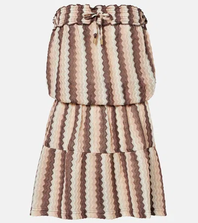 Melissa Odabash Isla Strapless Striped Minidress In Brown