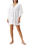 Melissa Odabash Ivy Lace Crochet Fringe-trim Mini Dress In White
