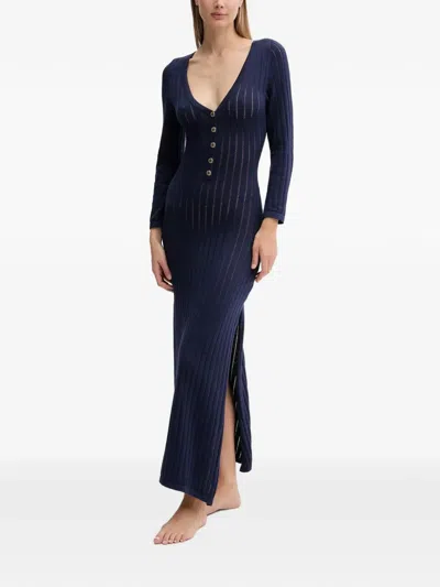 Melissa Odabash Jade Long Sleeve Semisheer Cotton Cover-up Dress In Black