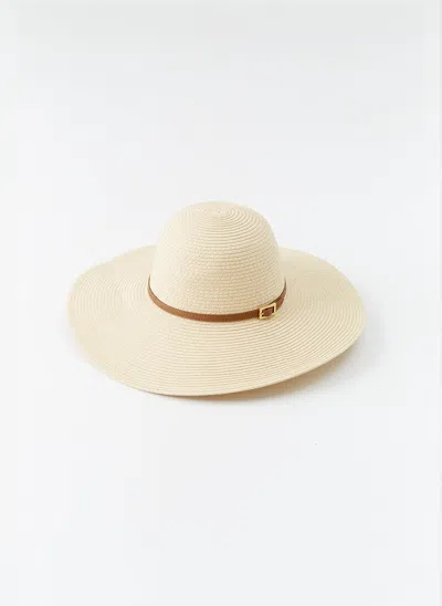 Melissa Odabash Buckle-detail Wide-brim Hat In Neutral