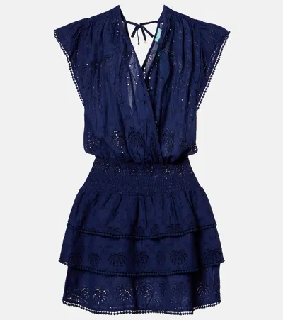 Melissa Odabash Jess Broderie Anglaise Cotton Minidress In Blue
