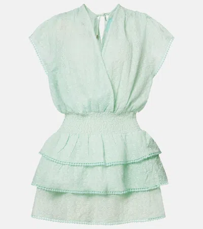 Melissa Odabash Jess Embroidered Cotton Minidress In Green