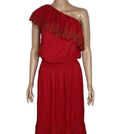 Melissa Odabash Jo One Shoulder Midi Dress In Red