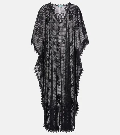 Melissa Odabash Josephine Ruffled Cotton-blend Kaftan In Black