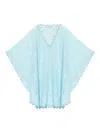 Melissa Odabash Josie Cotton-blend Lace Kaftan In Blue