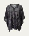 Melissa Odabash Josie Short Lace Kaftan In Black