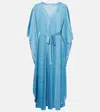 Melissa Odabash June Mixed Stitch Tie Waist Cover-up Maxi Dress In Blue