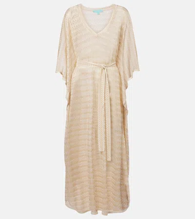 Melissa Odabash June Knitted Lamé Kaftan In Neutral