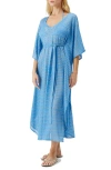 Melissa Odabash June Mixed Stitch Tie Waist Cover-up Maxi Dress In Ocean