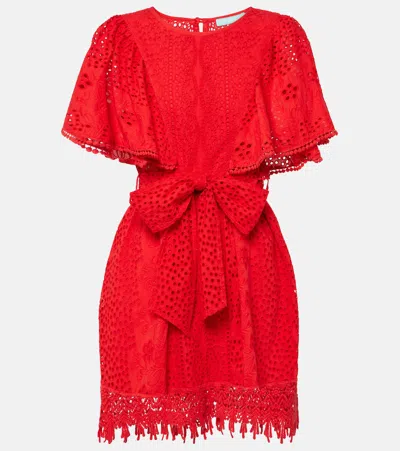 Melissa Odabash Kara Cotton Broderie Anglaise Minidress In Red