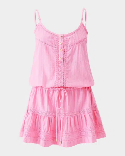 Melissa Odabash Kelly Embroidered Mini Dress In Pink