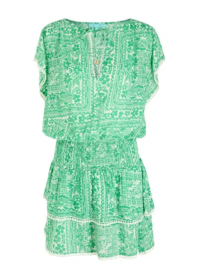 Melissa Odabash Keri Printed Mini Dress In Green