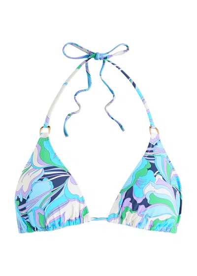 Melissa Odabash Key West Printed Bikini Top In Blue
