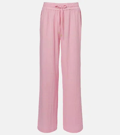 Melissa Odabash Krissy Cotton Wide-leg Pants In Pink