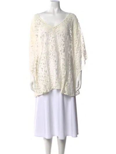 Pre-owned Melissa Odabash Lace Lace Pattern Top In Neutrals