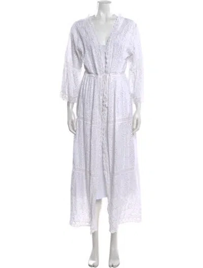 Pre-owned Melissa Odabash Lace Pattern Crochet Trim Cover-up In White
