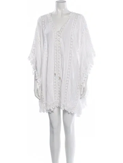 Pre-owned Melissa Odabash Lace Pattern Crochet Trim Cover-up In White