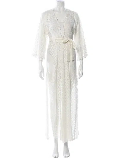 Pre-owned Melissa Odabash Lace Pattern Crochet Trim In White