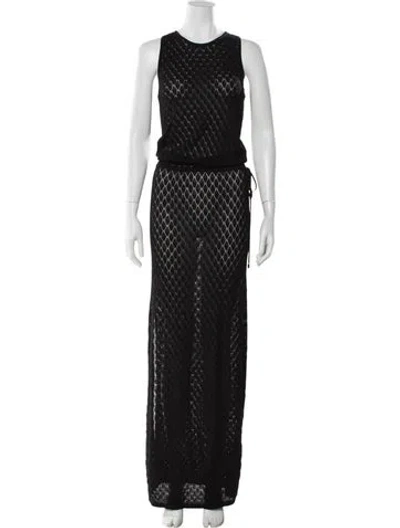 Pre-owned Melissa Odabash Lace Pattern Long Dress In Black