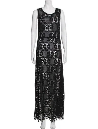 Pre-owned Melissa Odabash Lace Pattern Long Dress In Black