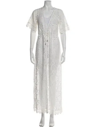 Pre-owned Melissa Odabash Lace Pattern Long Dress In Neutrals