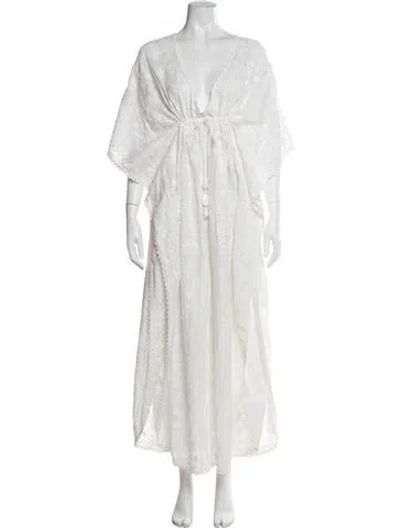 Pre-owned Melissa Odabash Lace Pattern Long Dress In Neutrals