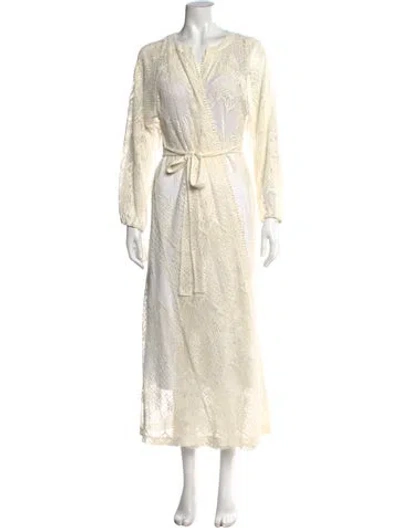 Pre-owned Melissa Odabash Lace Pattern Long Dress In Neutrals
